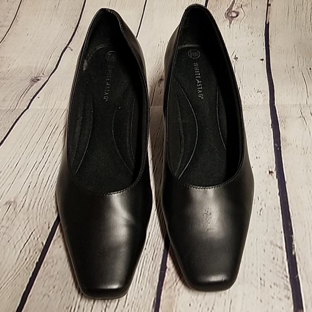 Whitestag Black Square Toe Heels